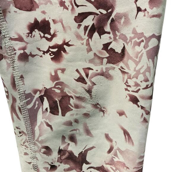 Leggings Athletic Workout Athleisure Yoga Pants Floral Pink Mauve Flaws - Picture 6 of 9